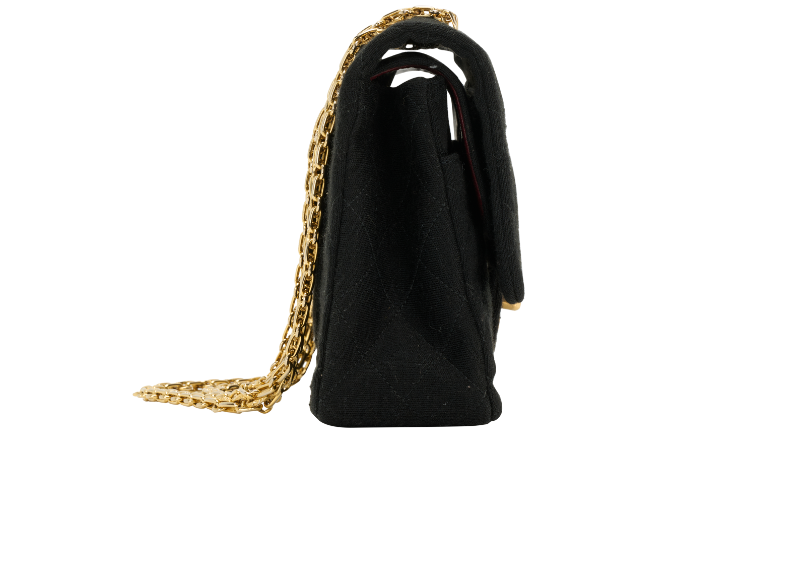 Medium Double Flap, &pound;2,800, Handbags, Black, Fabric, Side view